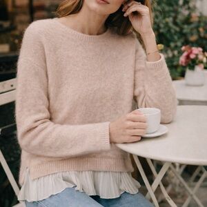 Sezane - Woman’s Knit Contrast Jumper Kid Mohair Merino Wool Blend